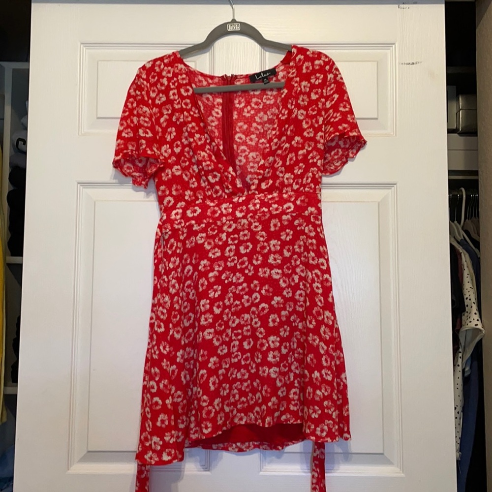 Lulus red flower dress